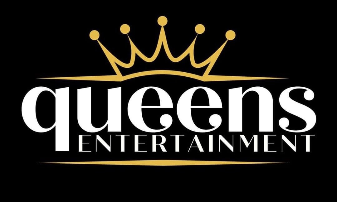 Queens Entertainment logo with gold crown on black background