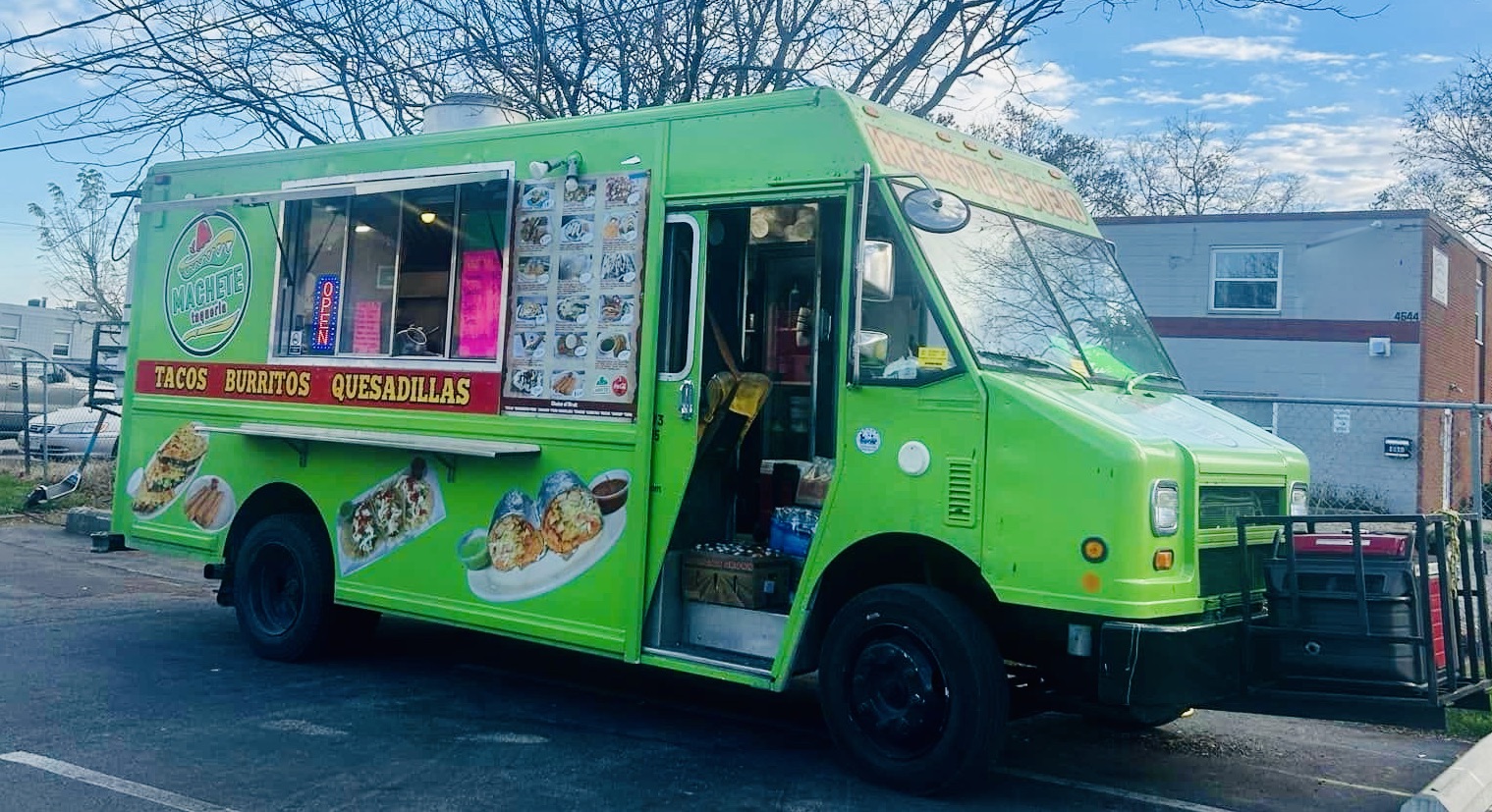 Green food truck for Machete Taqueria